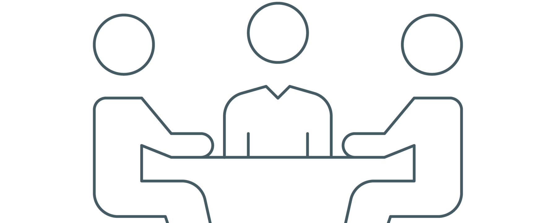 Three people at table icon